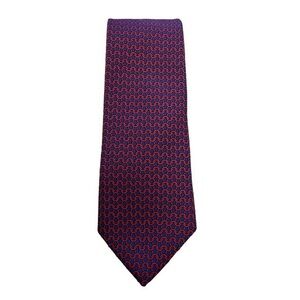 Brooks Brothers Makers chain link pattern silk twill tie, blue & red, tiny flaw